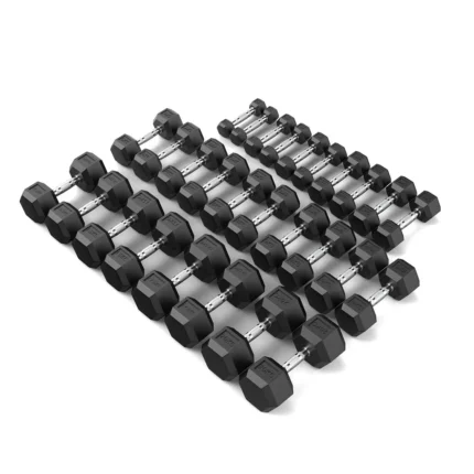 TA SPORT BLACK RUBBER HEX DUMBBELL 20KG DB014