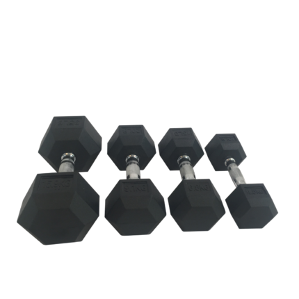 ROUND RUBBER DUMBBELL 20KG HARD CHROMED
