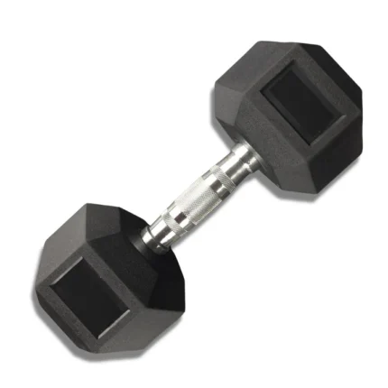 RUBBER HEX DUMBBELL 27.5KG BLK IR92022 STRAIGHT HA