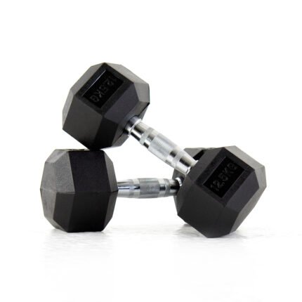 DELUXE RUBBER DUMBBELL-12.5KG LS2023 BLACK