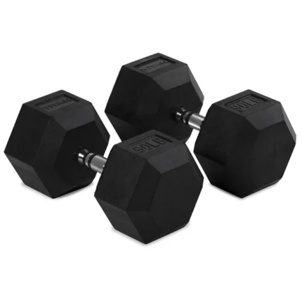 RUBBER HEX DUMBBELL DB6101 90LB W/LOGO