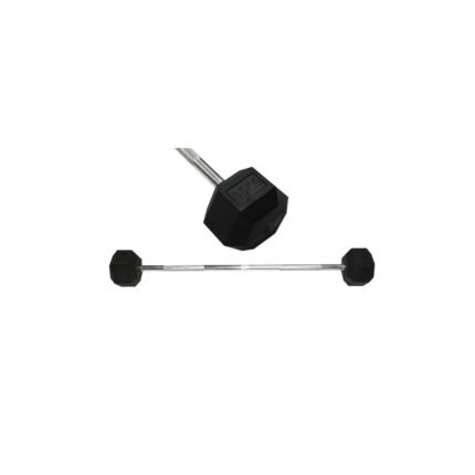 RUBBER HEX BARBELL DB402 W/CURL BAR 35 KG