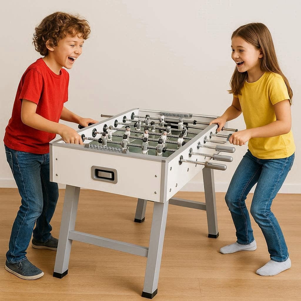 Charme Premium Indoor Foosball Table – Grey Cabinet with White Players