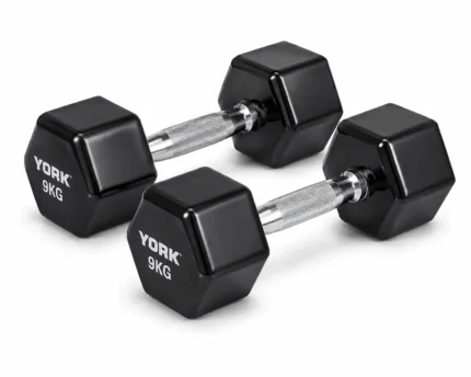 YORK HEX VINYL DIPPING DUMBBELL 9KG*2PCS BLACK DB2121