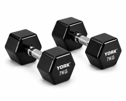 YORK HEX VINYL DIPPING DUMBBELL 7KG*2PCS BLACK DB2121