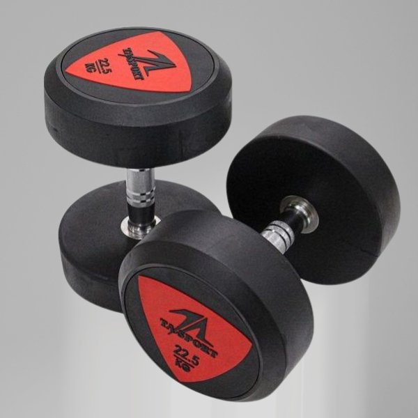 DELUXE RUBBER DUMBBELL-22.5KG LS2023 BLACK @FS DELUXE RUBBER DUMBBELL-22.5KG LS2023 BLACK @FS