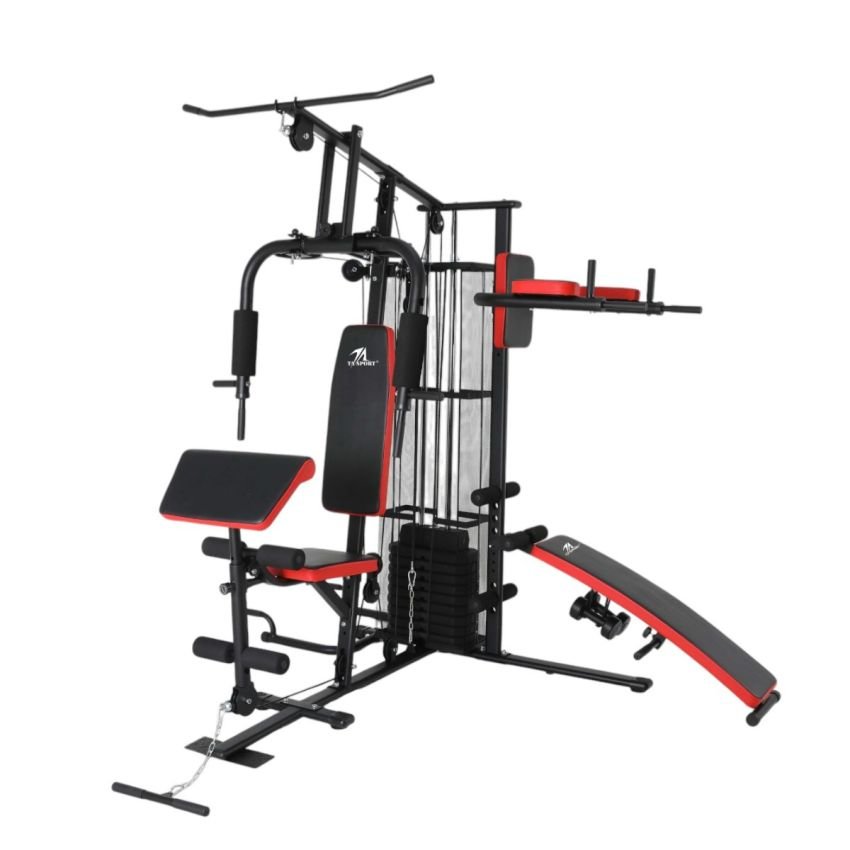 HOME GYM 3 STATION WEIGHT STACK 65KG WITH STEEL SAFETY NET ES-409