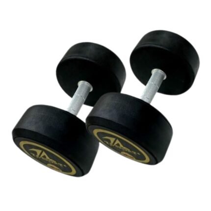 ROUND RUBBER DUMBBELL 22.5KG HARD CHROMED