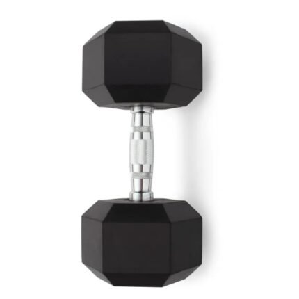 TA SPORT BLACK RUBBER HEX DUMBBELL 37.5KG DB014