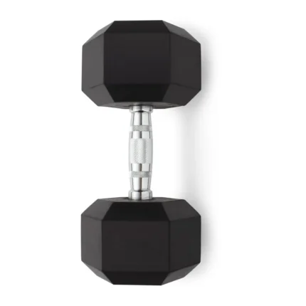TA SPORT BLACK RUBBER HEX DUMBBELL 45KG DB014 @FS