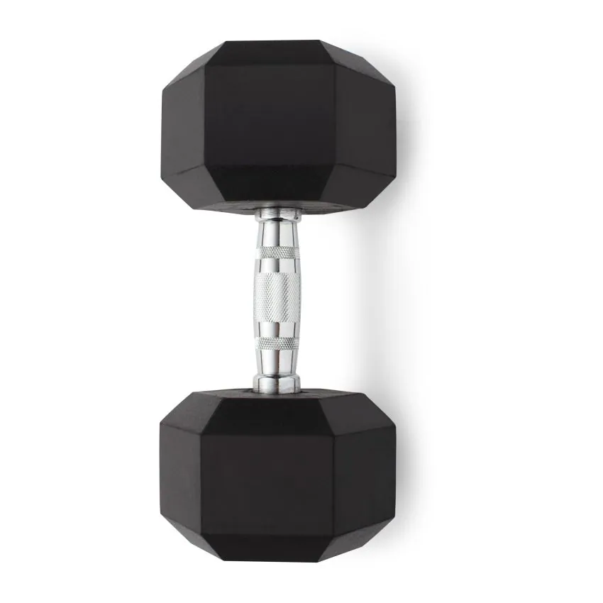 TA SPORT BLACK RUBBER HEX DUMBBELL 45KG DB014 @FS TA SPORT BLACK RUBBER HEX DUMBBELL 45KG DB014 @FS