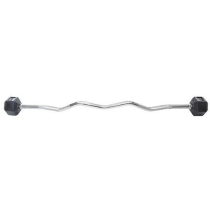 RUBBER HEX BARBELL DB402 W/CURL BAR 50 KG