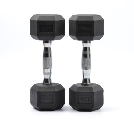 TA SPORT BLACK RUBBER HEX DUMBBELL 17.5KG DB014