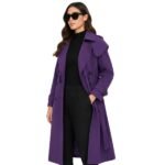 PEAK women's purple belted long trench coat