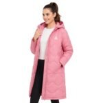 PEAK women's pink long coat FK22368 front view